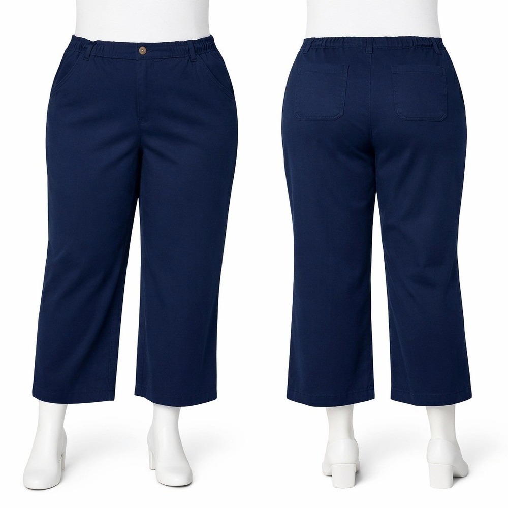 Denim & Co EasyWear Twill Cropped Pull-On Pants Navy‎ Blue Womens XL A633289 NWT